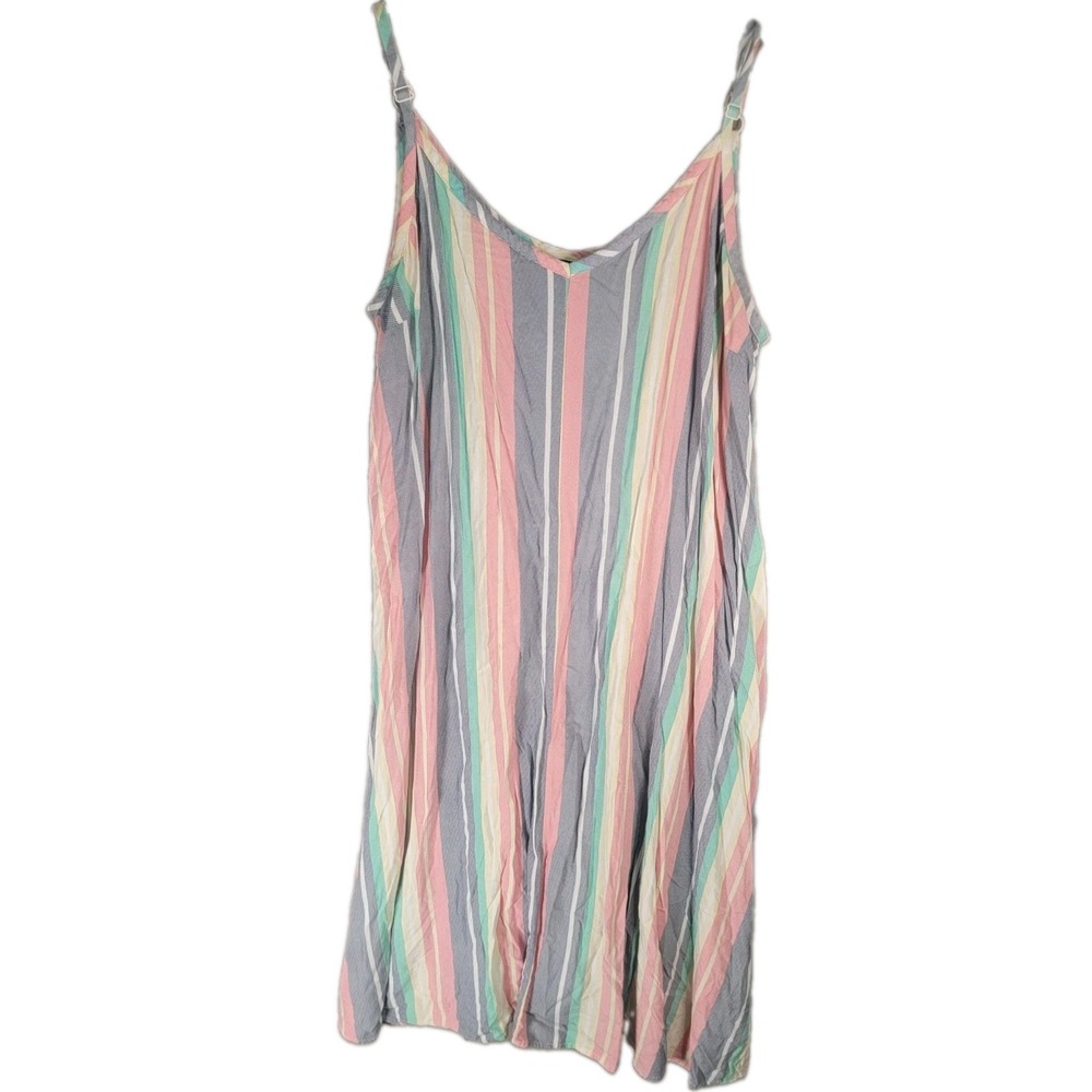 Torrid Dress Womens 4 4X Multi Color Pastel Stripe Cami Slip Pockets Midi Swing